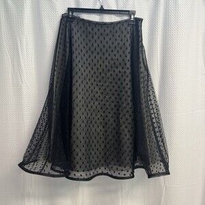Vtg Lafayette 148 Black Mesh Swiss Dot Crinoline A Line Midi Skirt 6 Whimsigoth